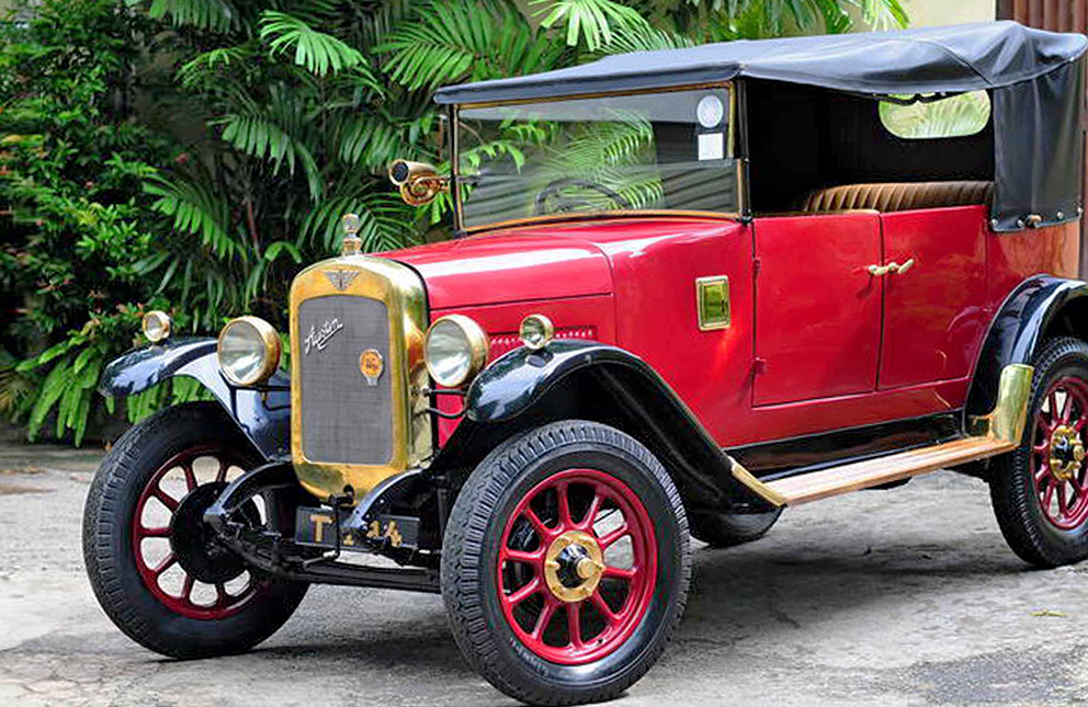 Austin Clifton red open top 1929 tourer at Malkey Rent A Car Colombo