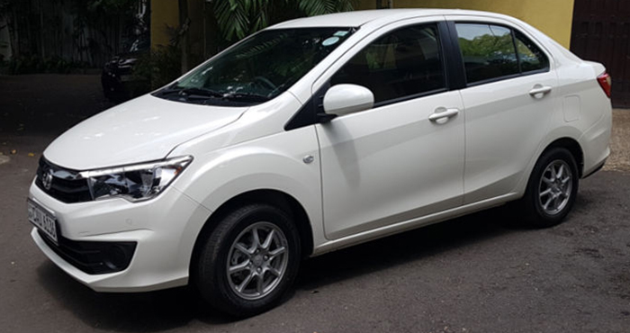 Perodua Bezza sedan for hire at Malkey Rent A Car Colombo