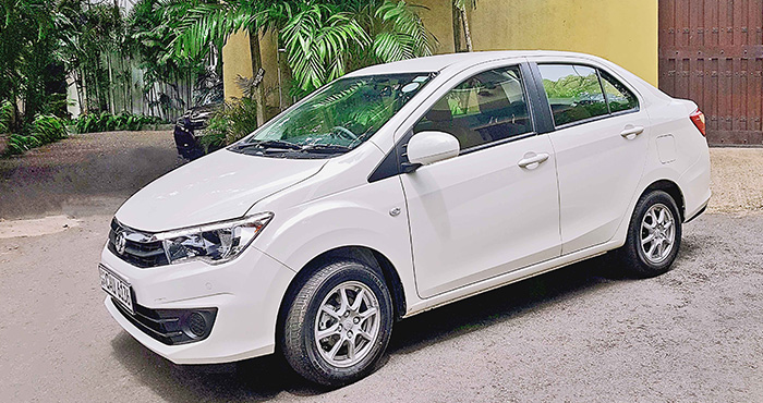 Perodua Bezza sedan for hire at Malkey Rent A Car Colombo