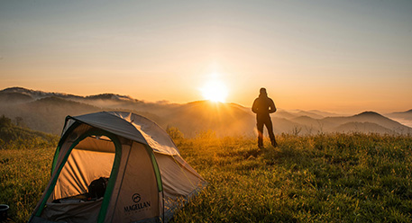 A person watching the sunrise 