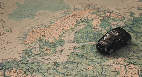 A toy car on a map 